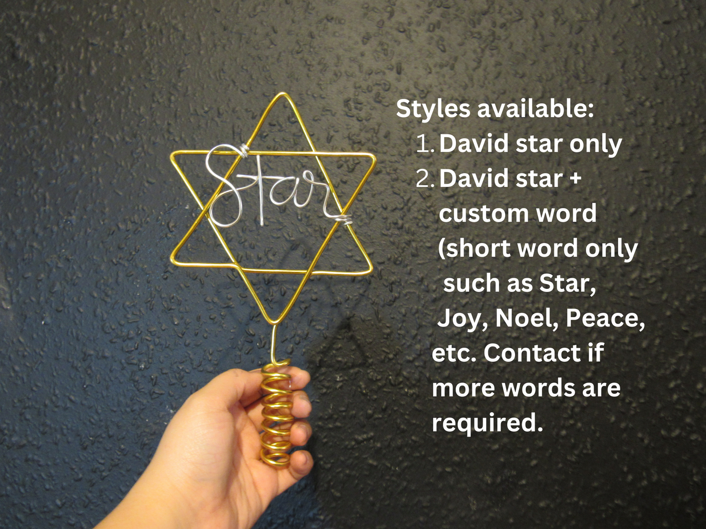 Wire David Star tree topper for Christmas personalised