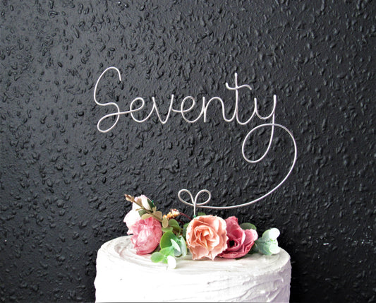 Seventy number 70th birthday cake topper wire