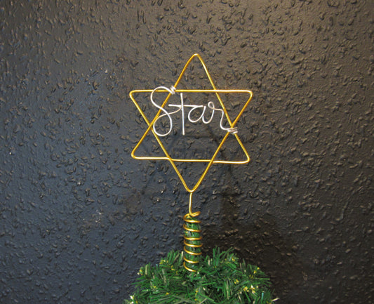 Wire David Star tree topper for Christmas personalised