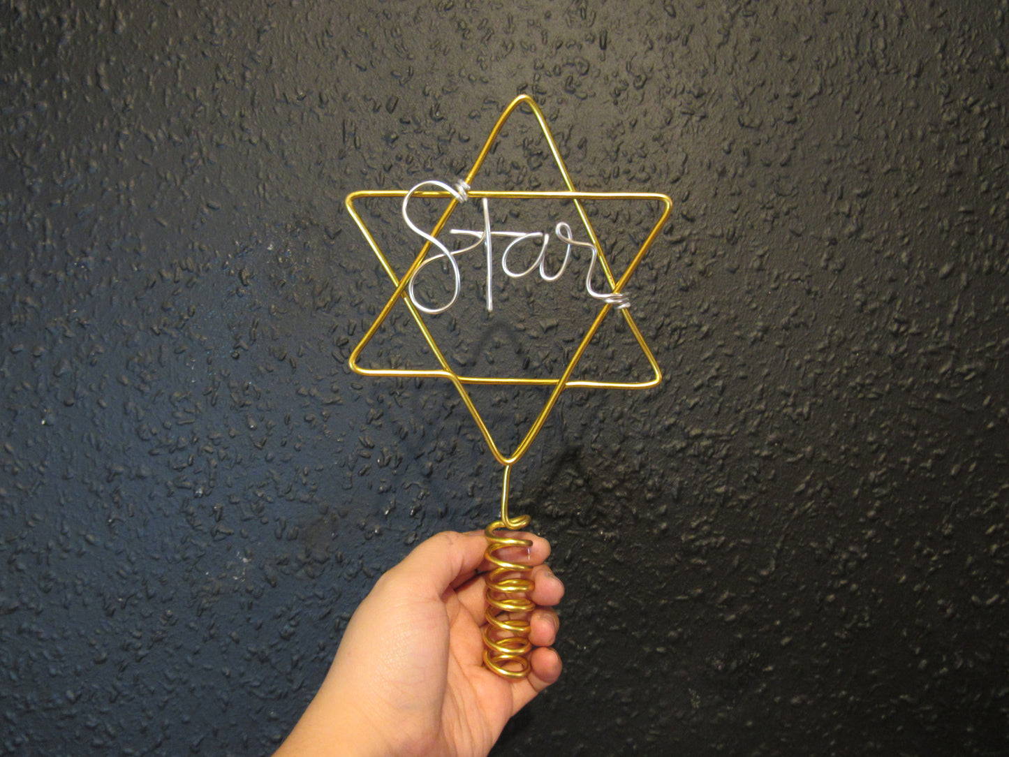 Wire David Star tree topper for Christmas personalised