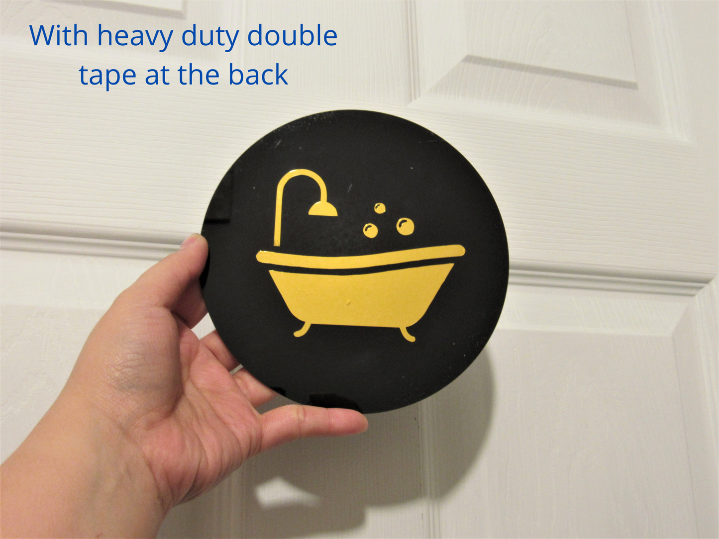Bathroom door sign plaque acrylic bathtub sign with self adhesive sticky back