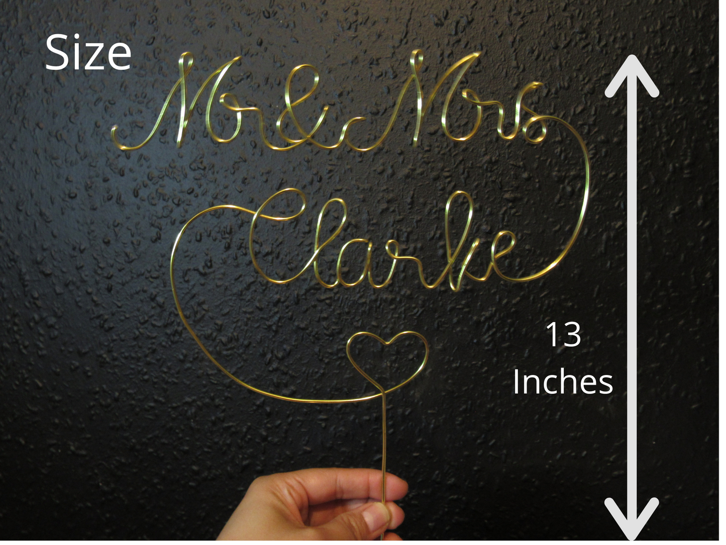 Custom Mr and Mrs cake topper wire for wedding cake