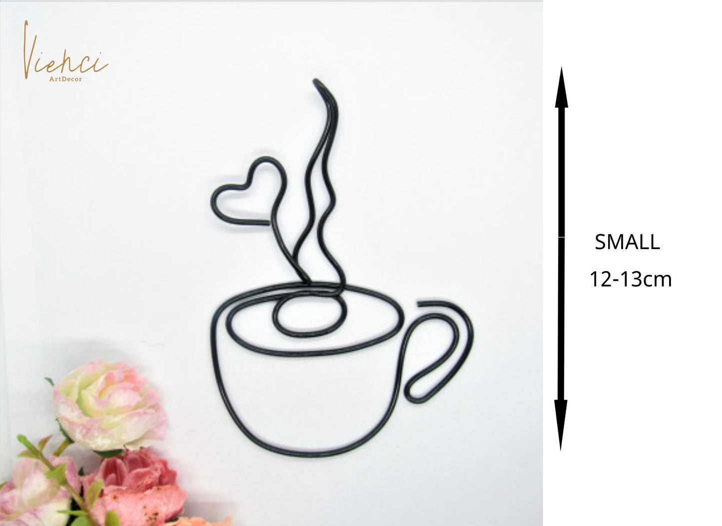 Coffee mug wire sign, tea cups, tea cup wire wall art for kitchen decor