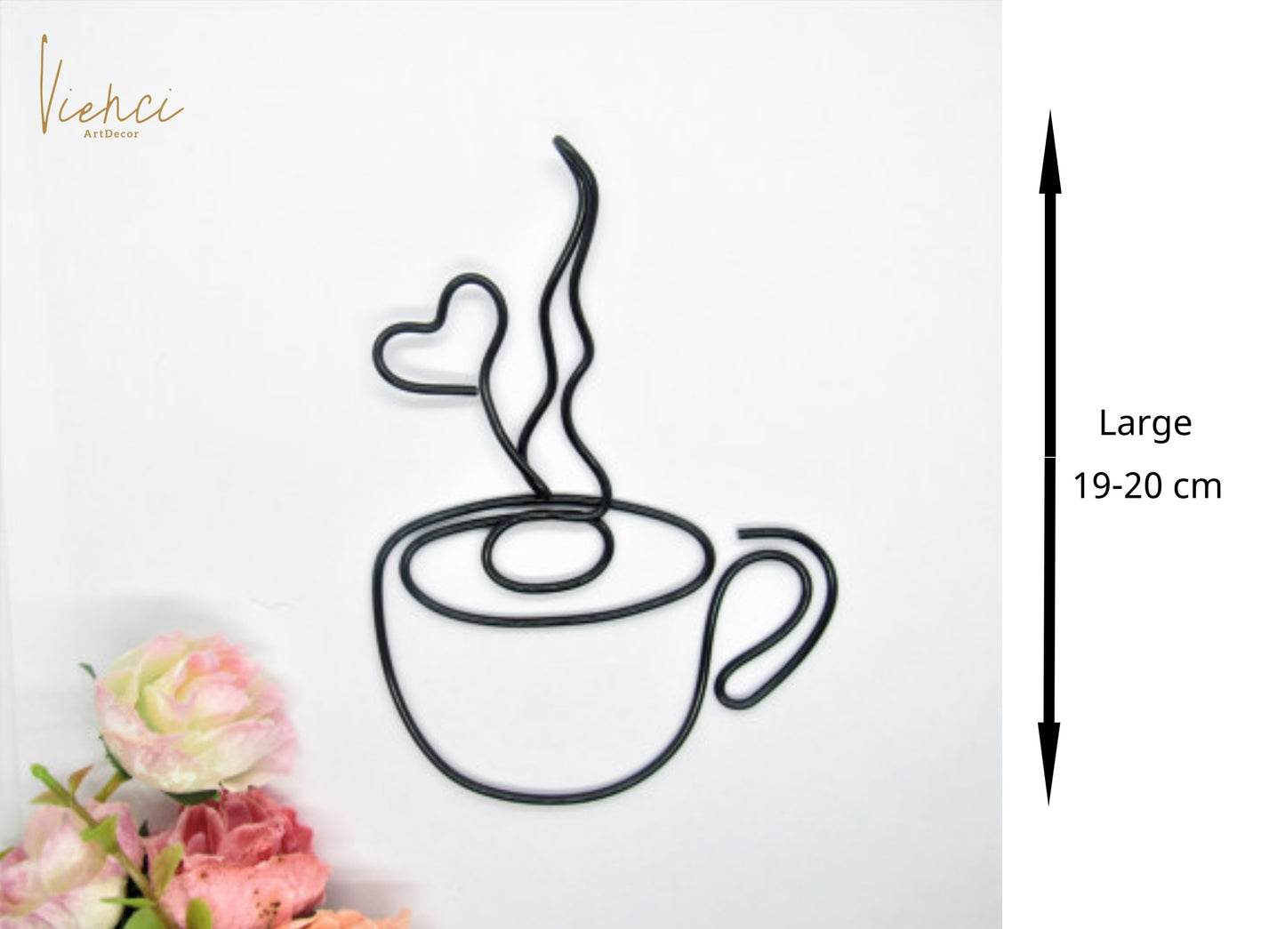 Coffee mug wire sign, tea cups, tea cup wire wall art for kitchen decor