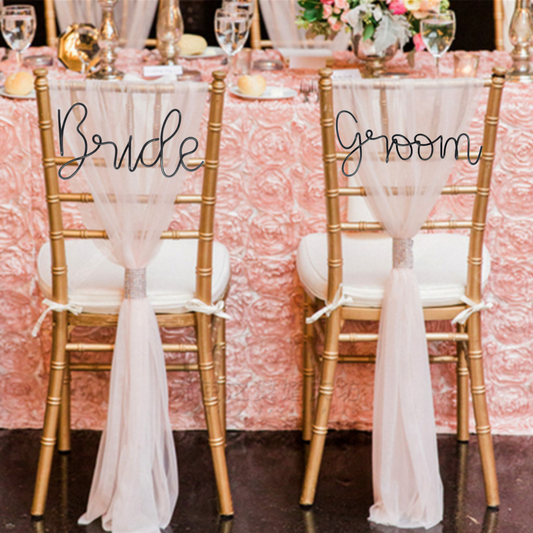 Bride and Groom chair sign wedding chair wire signs decoration