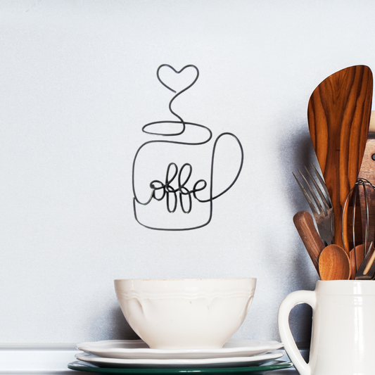 Wire Coffee Cup Sign, Coffee mug wire sign wall art