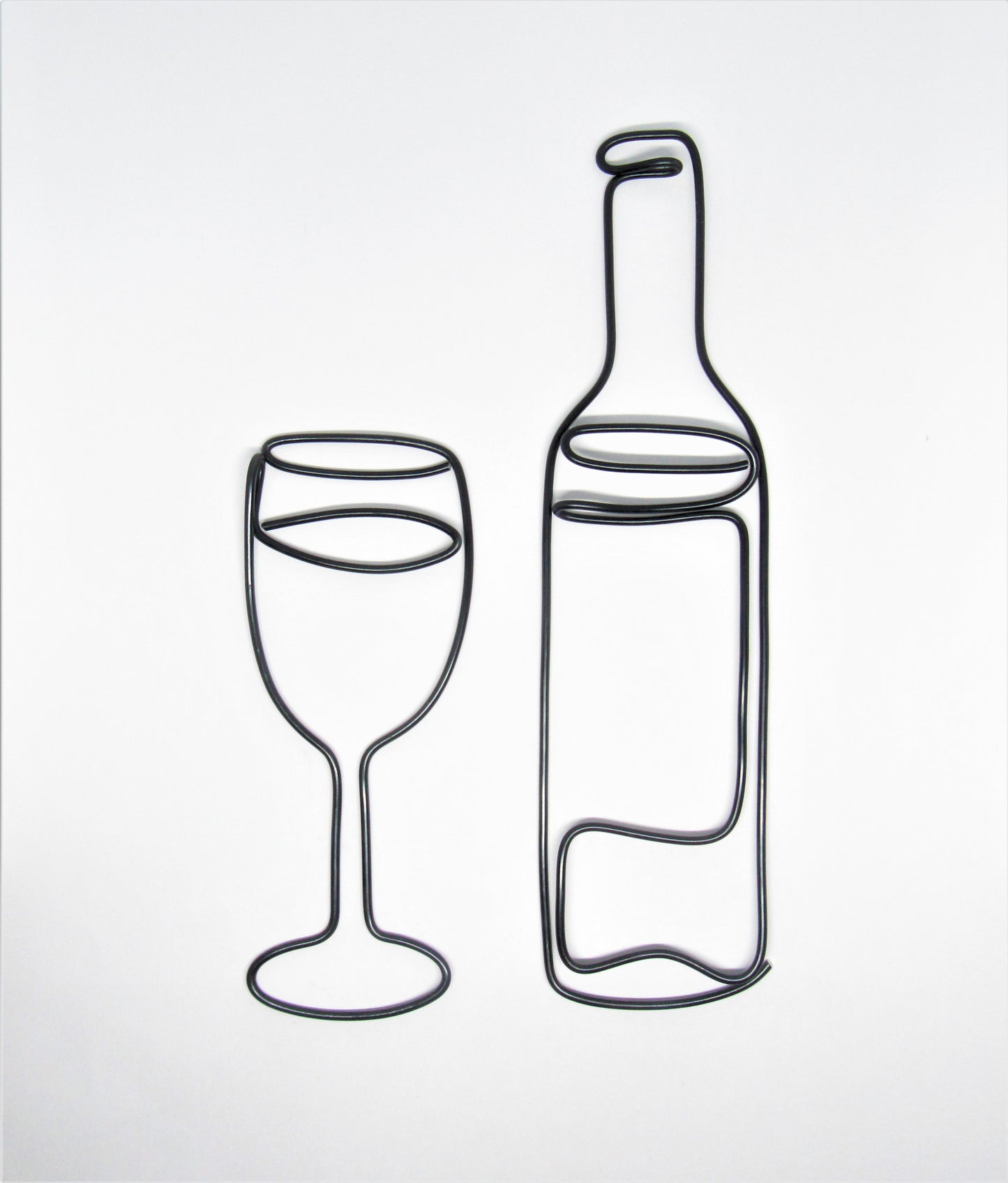 Wire Wine bottle and wine glass wall art sign for home bar