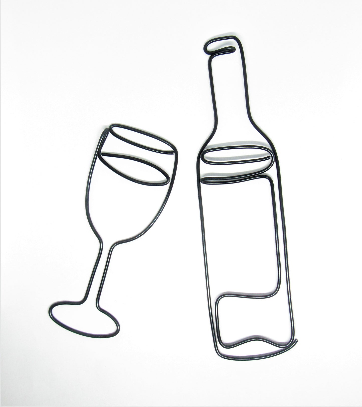 Wire Wine bottle and wine glass wall art sign for home bar