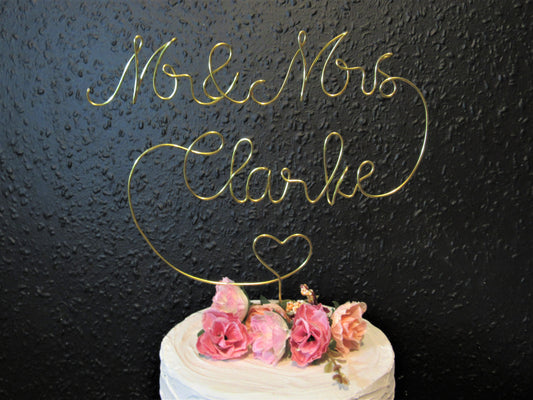 Custom Mr and Mrs cake topper wire for wedding cake