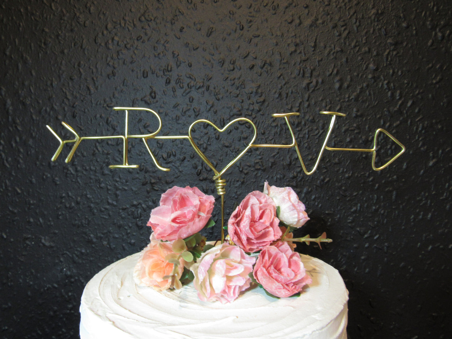 Custom Initials Wedding Cake Topper with arrow and a heart