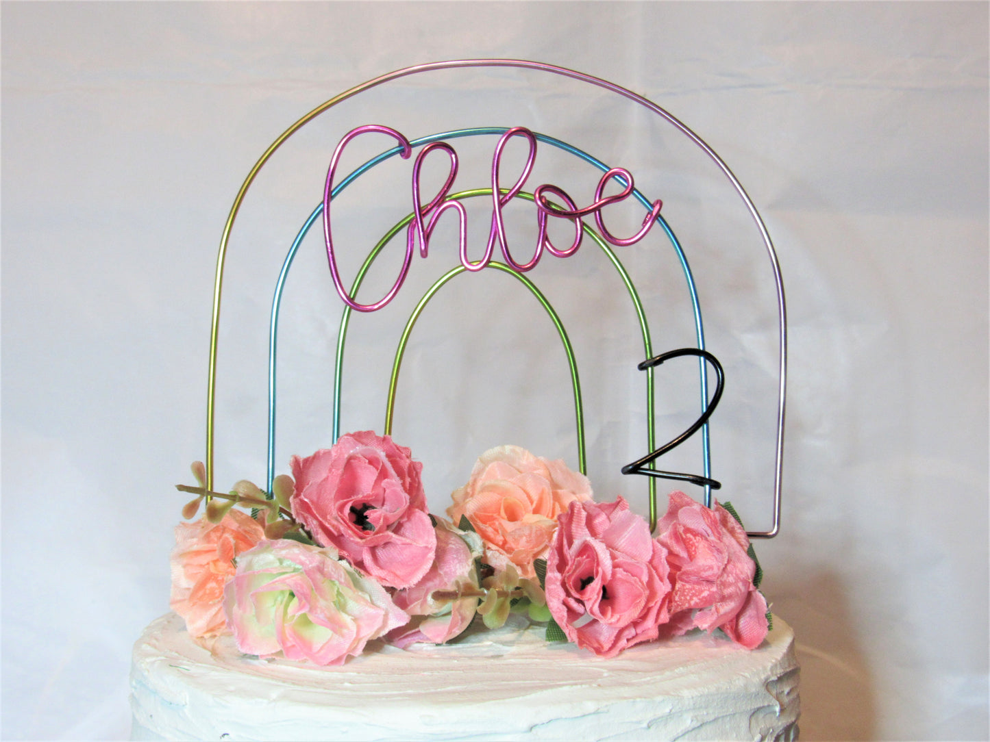 Custom name rainbow cake topper wire