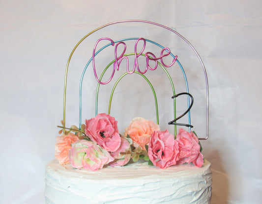 Custom name rainbow cake topper wire