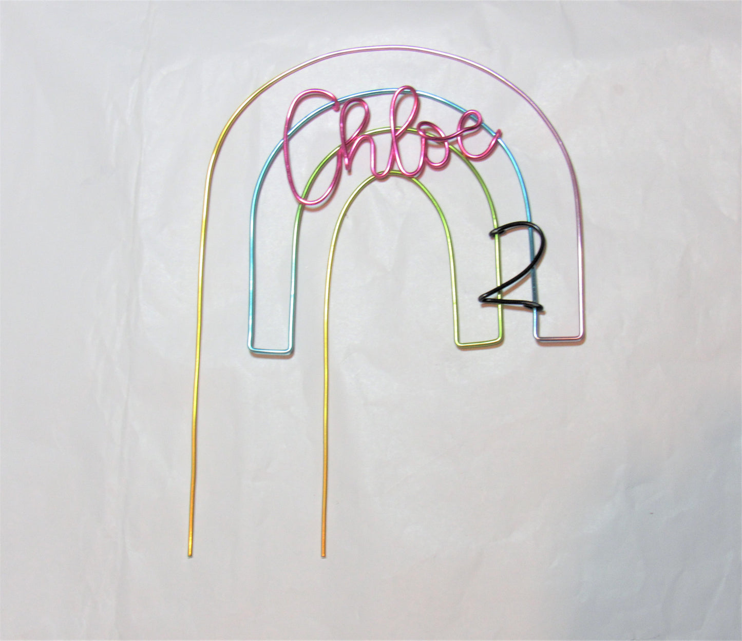 Custom name rainbow cake topper wire