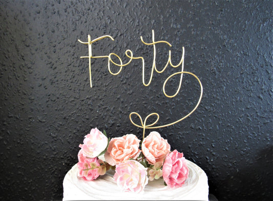 Custom number Forty 40th birthday cake topper wire