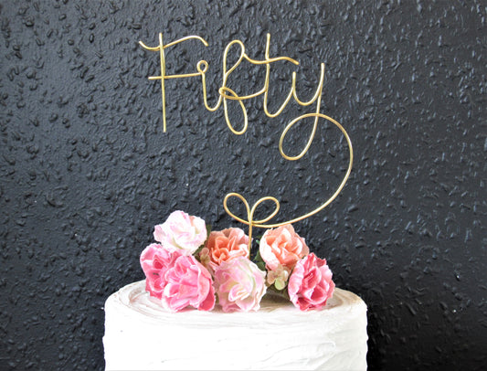 Custom number Fifty 50th birthday cake topper wire