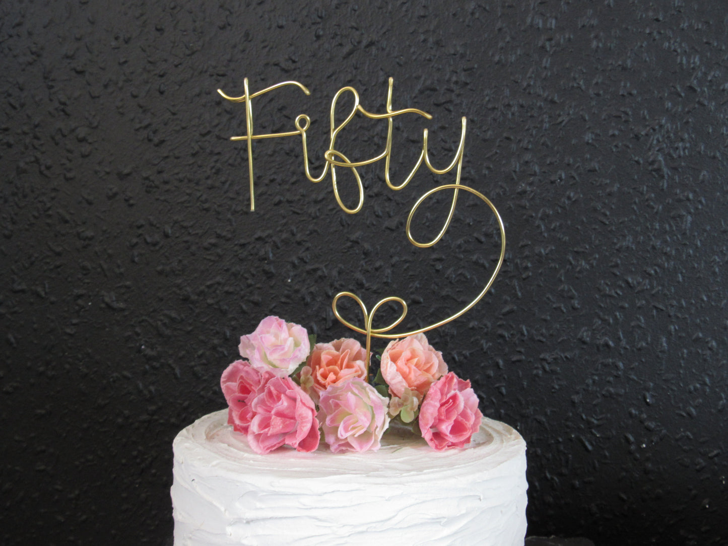 Custom number Fifty 50th birthday cake topper wire