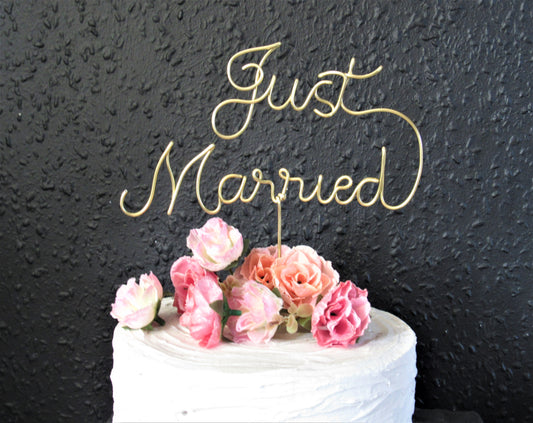 Just Married wedding cake topper wire