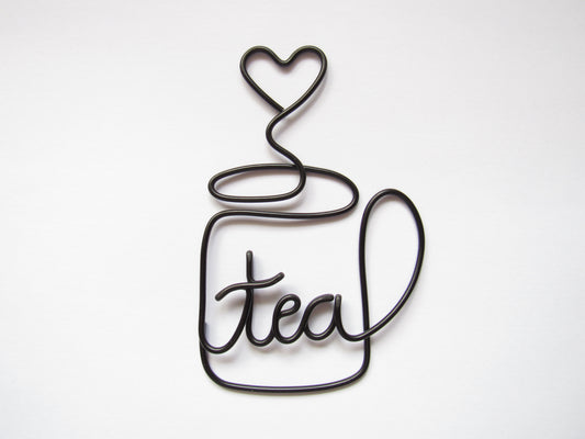 Wire Tea Cup Sign, Tea mug wire sign wall art, tea lover gifts