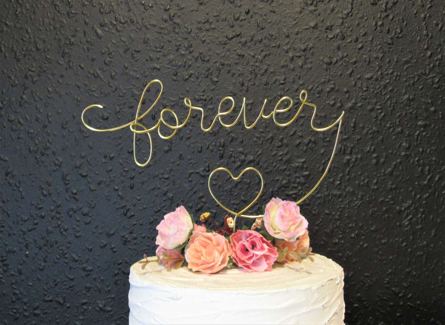 Forever wedding cake topper with a heart