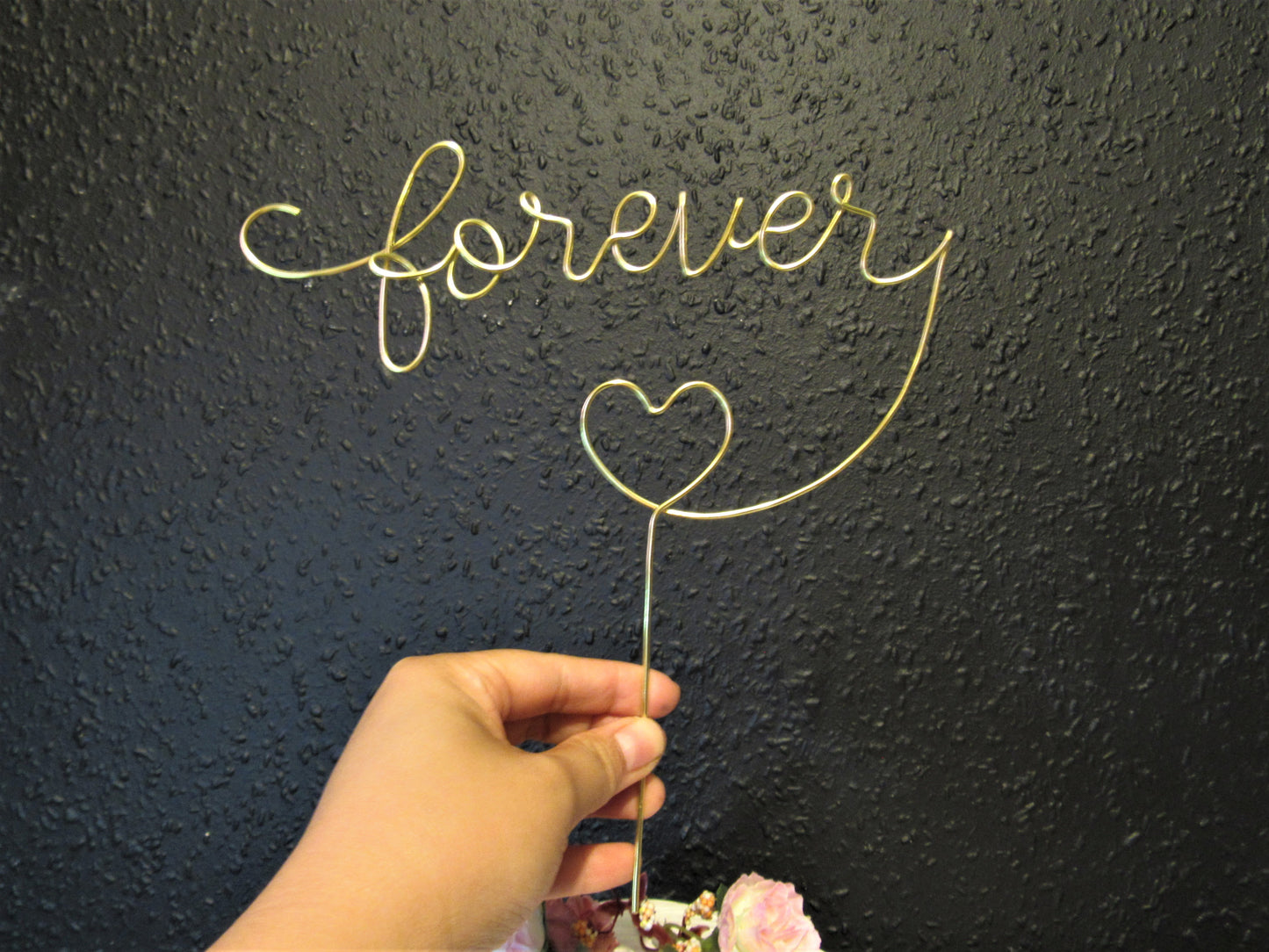 Forever wedding cake topper with a heart