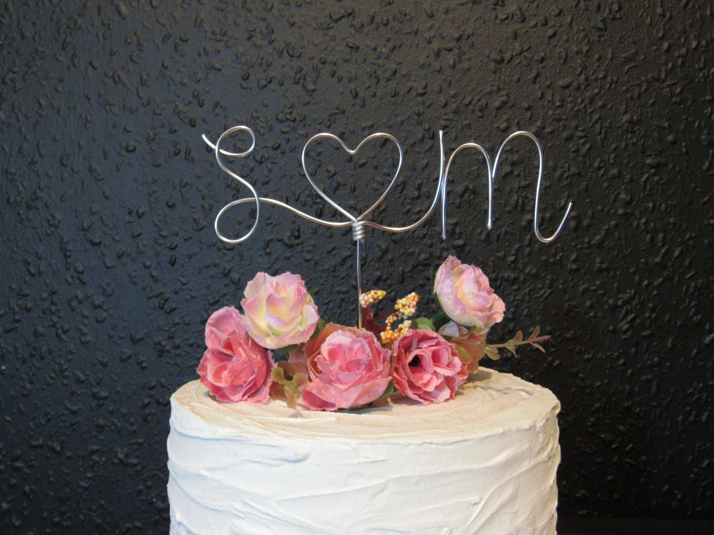 Custom Initials Wedding Cake Topper with a heart