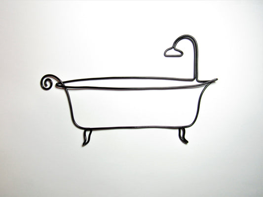 Bathtub wire wall art bathroom sign