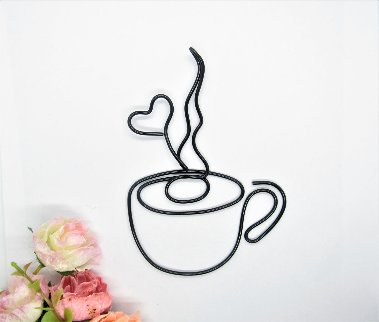 Coffee mug wire sign, tea cups, tea cup wire wall art for kitchen decor