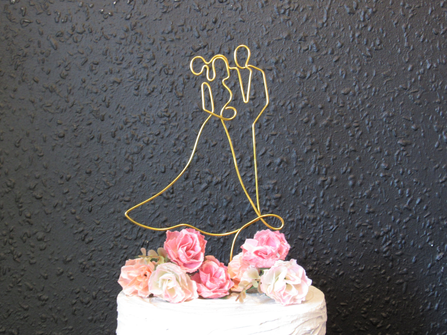 Couple figure wedding cake topper wire, silhouette wire couple bride and groom