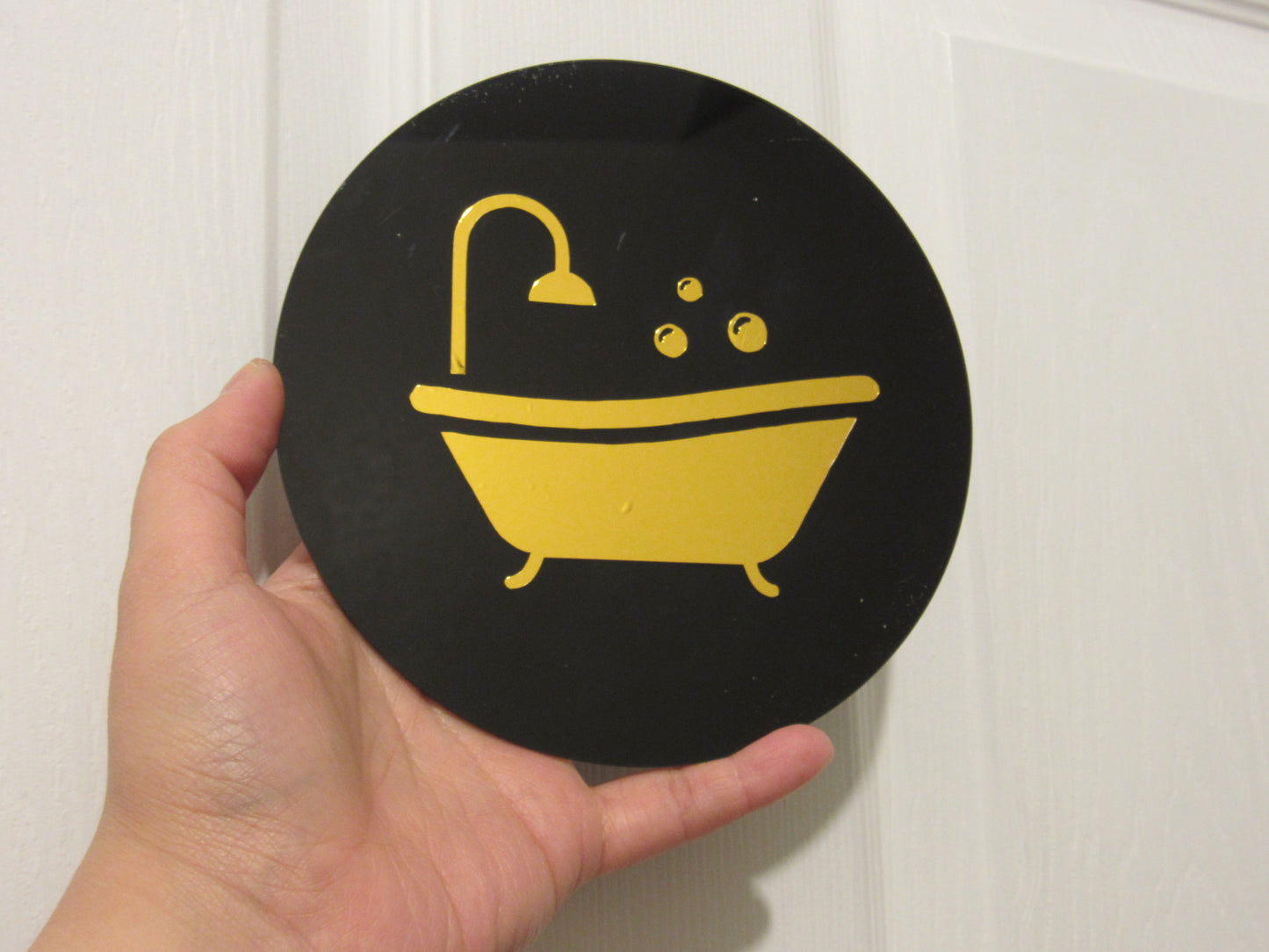 Bathroom door sign plaque acrylic bathtub sign with self adhesive sticky back