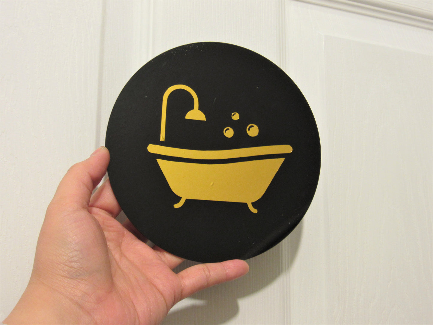 Bathroom door sign plaque acrylic bathtub sign with self adhesive sticky back