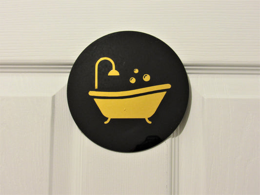 Bathroom door sign plaque acrylic bathtub sign with self adhesive sticky back