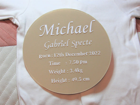 Personalised baby name birth announcement acrylic sign