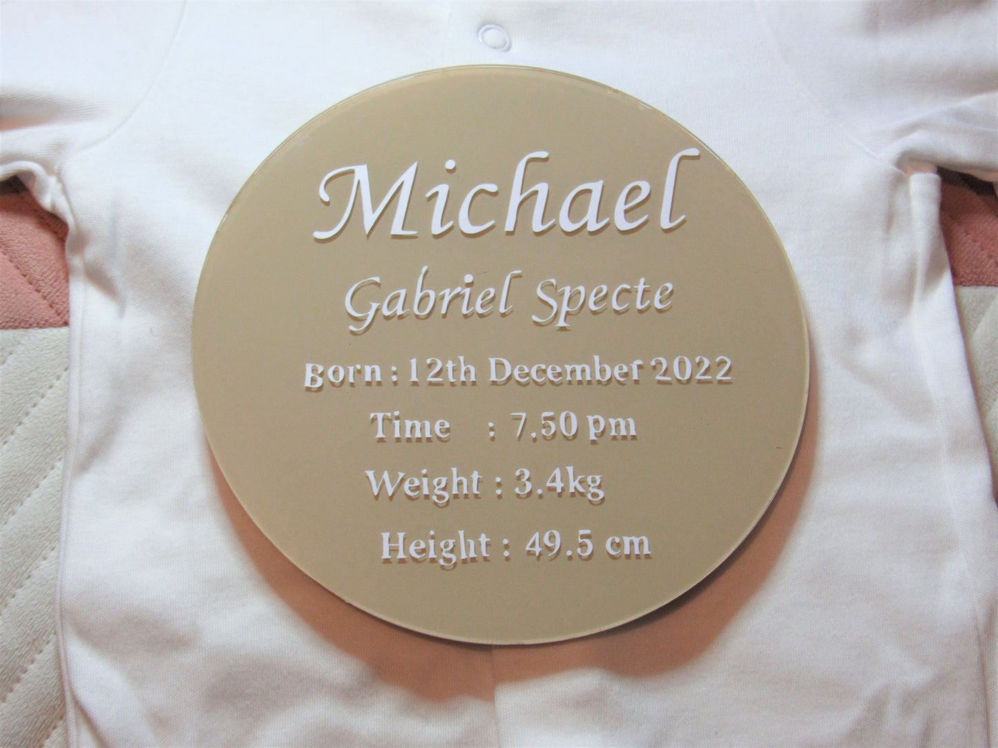Personalised baby name birth announcement acrylic sign