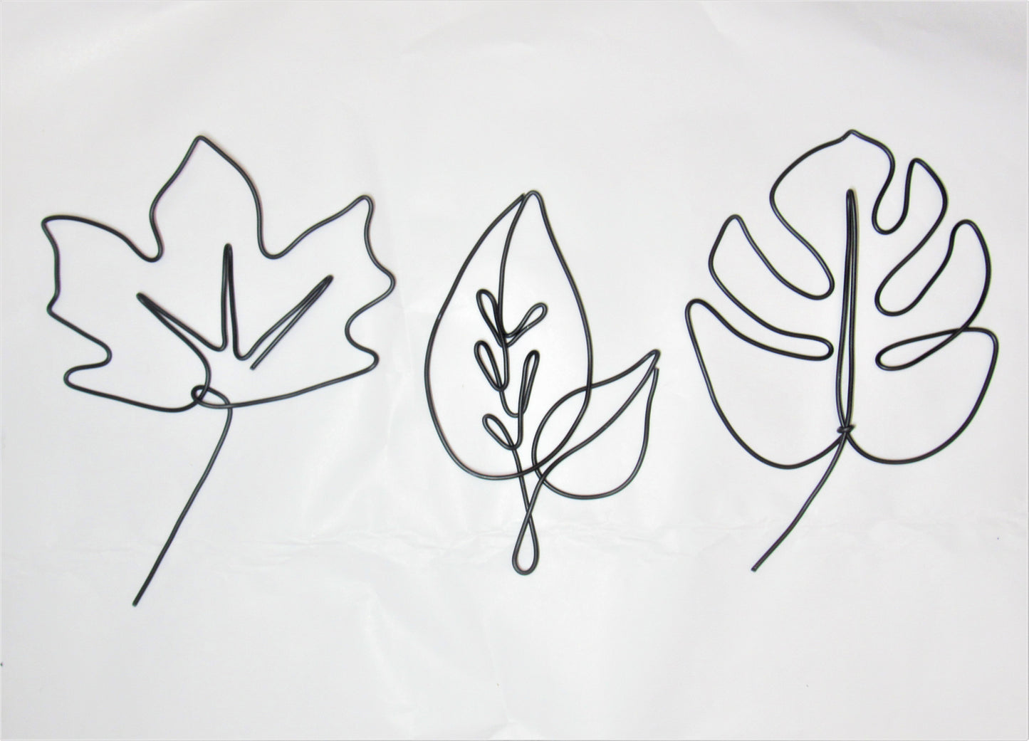 Metal leaves: Maple, Monstera, Ellitical wire wall art home decor