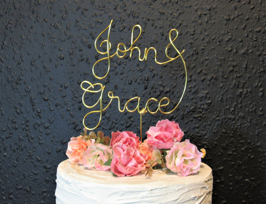 Custom couple name wedding cake topper wire