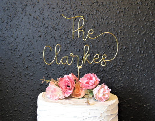 Custom surname wedding cake topper wire