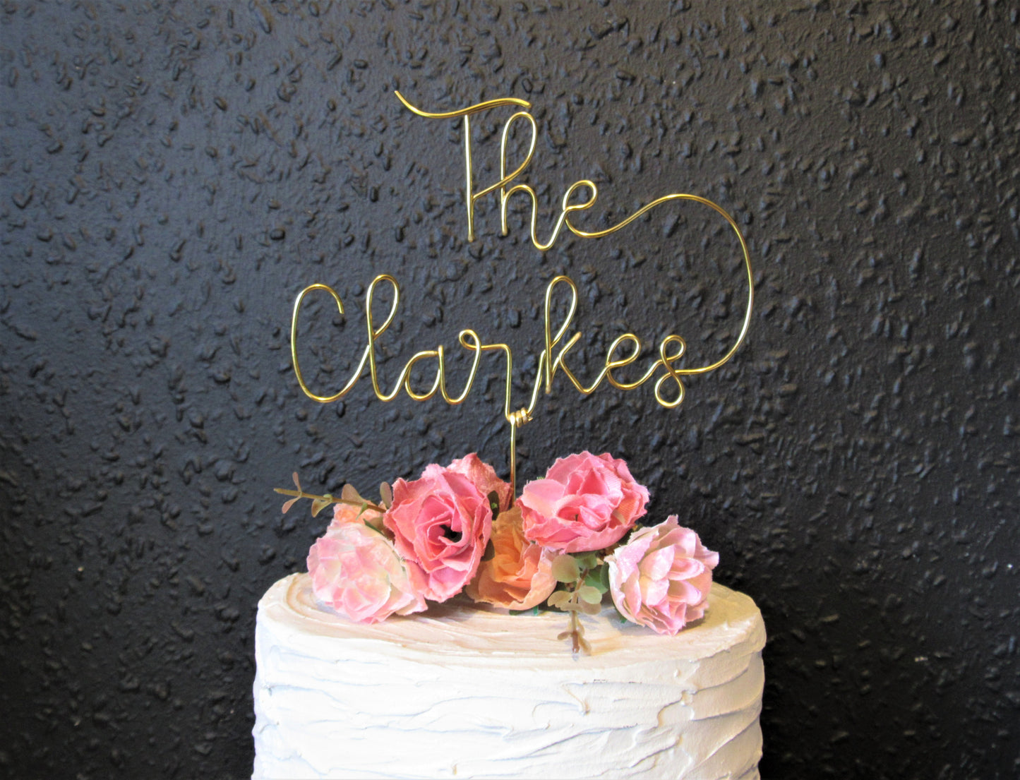 Custom surname wedding cake topper wire