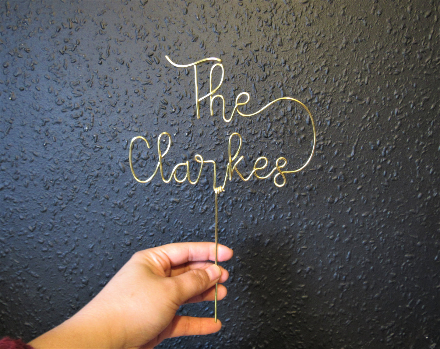 Custom surname wedding cake topper wire