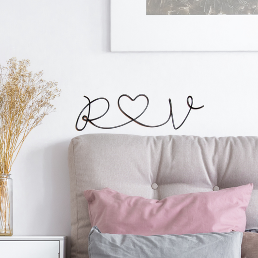 Couple Initial wall art heart wire sign