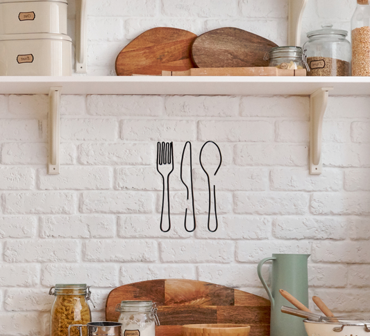 Fork knife spoon wall art for kitchen dining wall decor