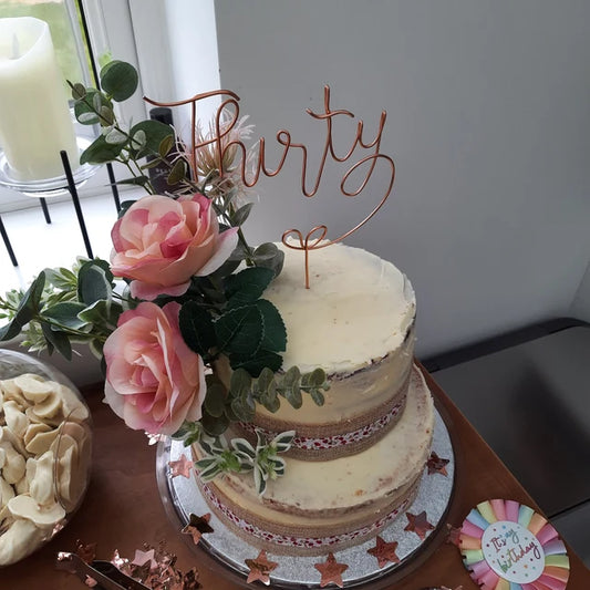 Custom number Thirty 30th birthday cake topper wire