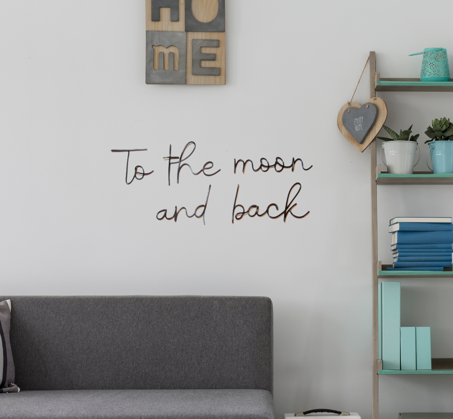 To the moon and back sign wire words