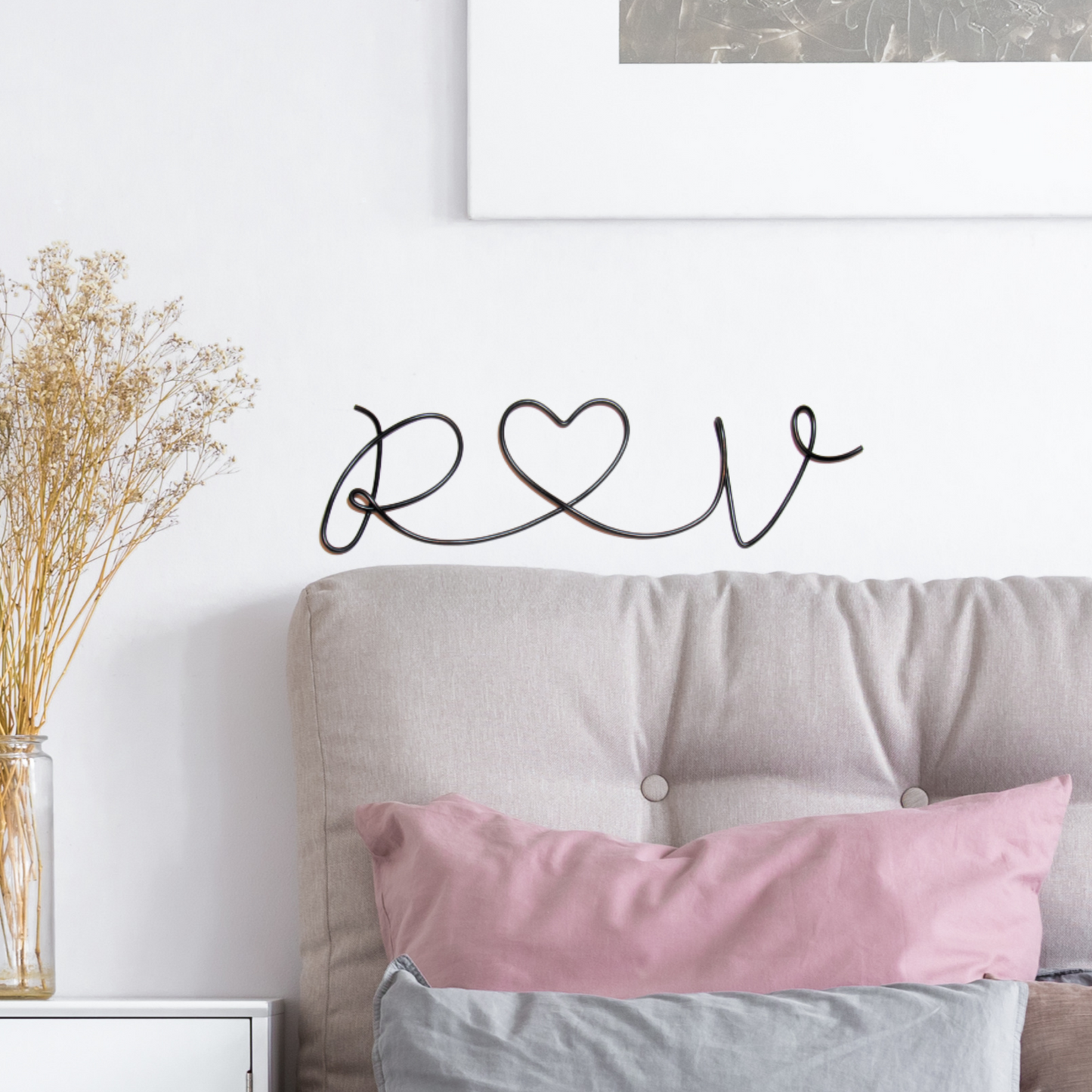 Couple Initial wall art heart wire sign